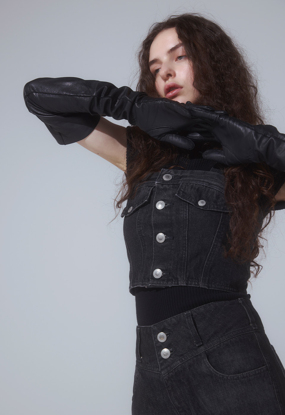 DENIM BUSTIER CORSET FLARE