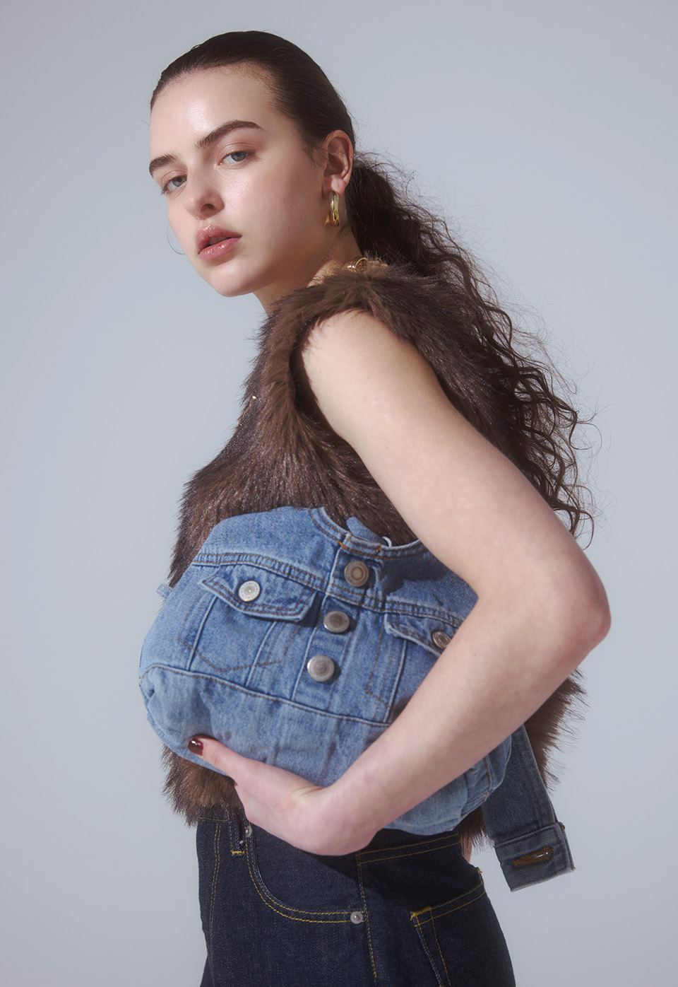 SUPER HIGH RISE WIDE/FUR SHORT VEST